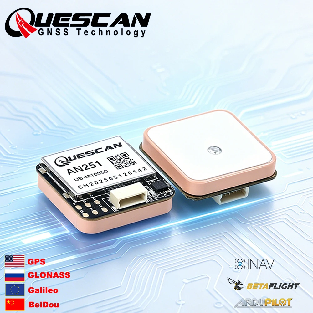 QUESCAN AN251 20Hz M10 GPS GNSS Module with Compass UBX-M10050-KB GPS GLONASS BeiDou Galileo Module Standalone GNSS Receiver