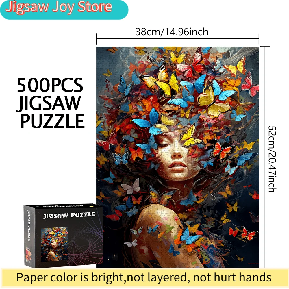 

Butterfly, Women 500pcs/1000pcs Puzzle Game - Gift for Family Interactive Playtime DIY Home Decor Brain Challenge – High-Quali