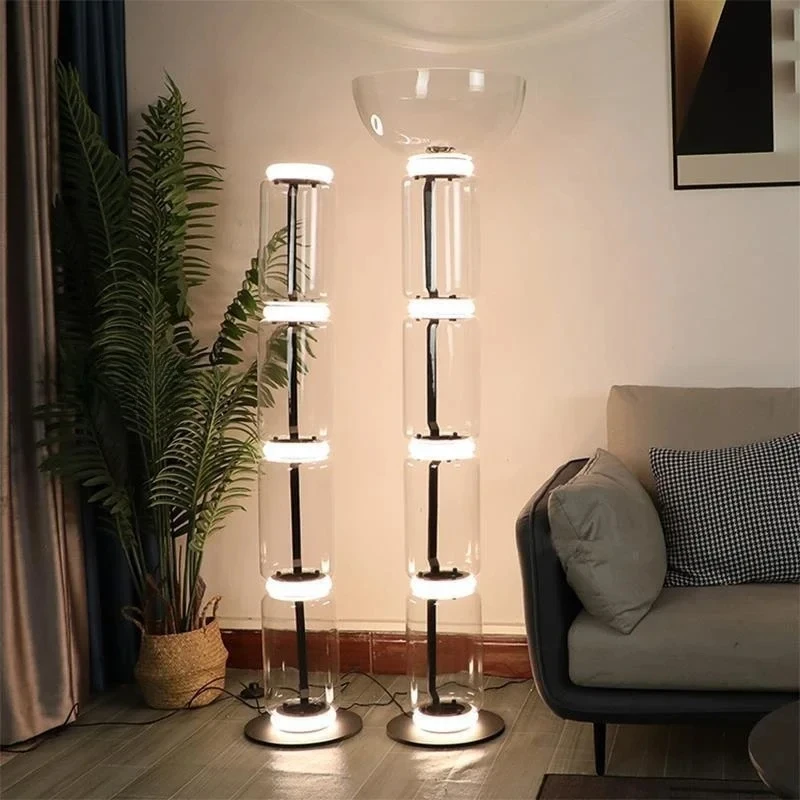 Nordic Creative Glass Floor Lamp Living Room Study Bedroom Designer Bamboo Joint Lights Clear Vertical Led Table Lamps