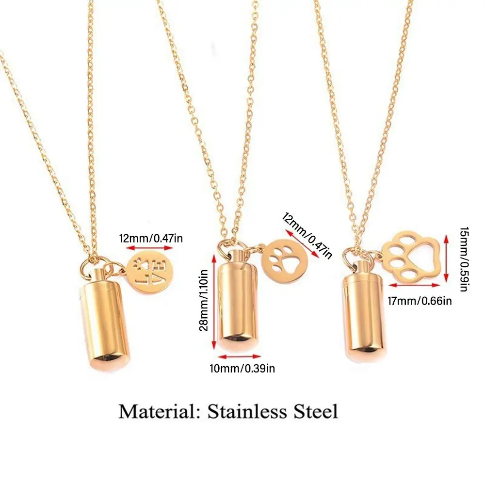 أنبوب أسطواني مفتوح قلادة تذكارية ، قلادة زجاجة رغبية ذهبية وفضية ، مجوهرات سهلة الاستخدام ، فولاذ مقاوم للصدأ ، موضة