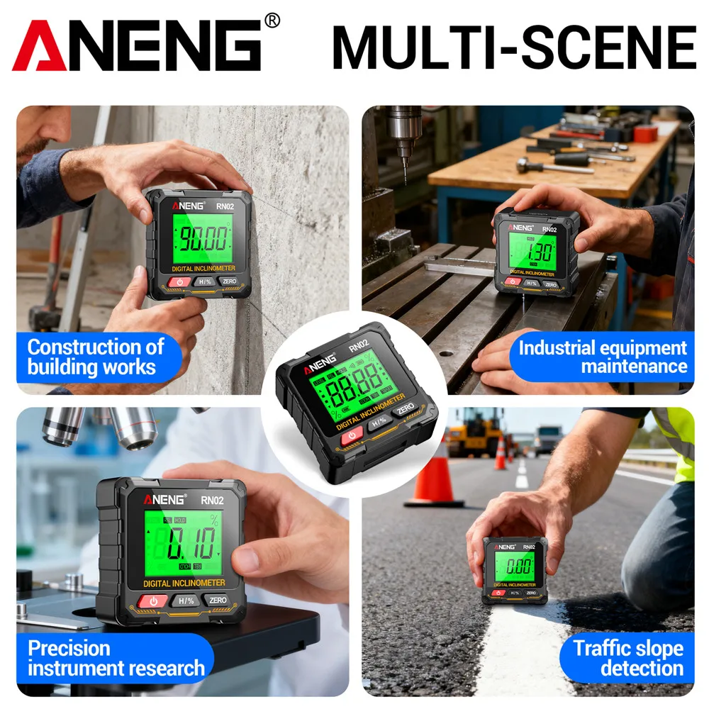 مقياس الميل الرقمي بالليزر Magnes ANENG RN02/RN03 USB-C مقياس زاوية الشحن مكتشف صندوق المستوى المنقلة أدوات النجارة