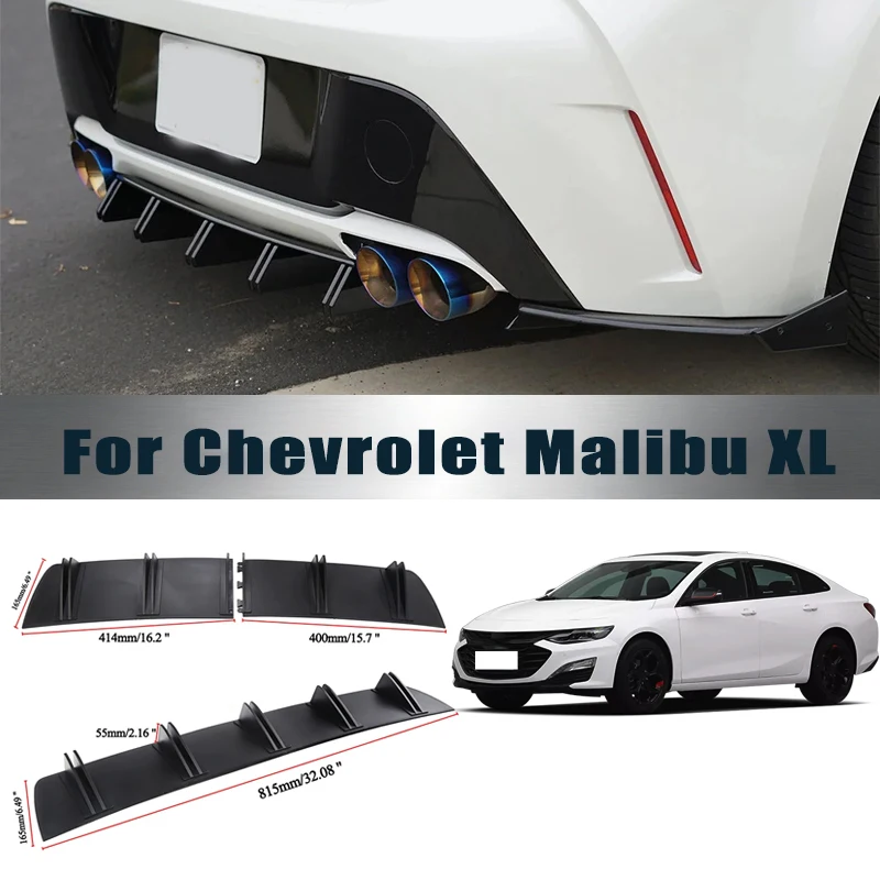 Rear Bumper Shark Fin Diffuser ABS Curved Aero Splitter Anti-Collision Chassis Protector For Chevrolet Malibu XL Car Styling
