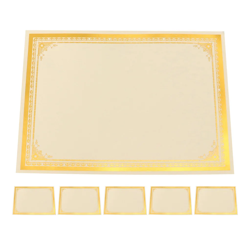 

6Pcs Certificate Inner Paper Gold Foil Border Blank Sheets for Printing Award Graduation Employee Recognition Presentation Paper