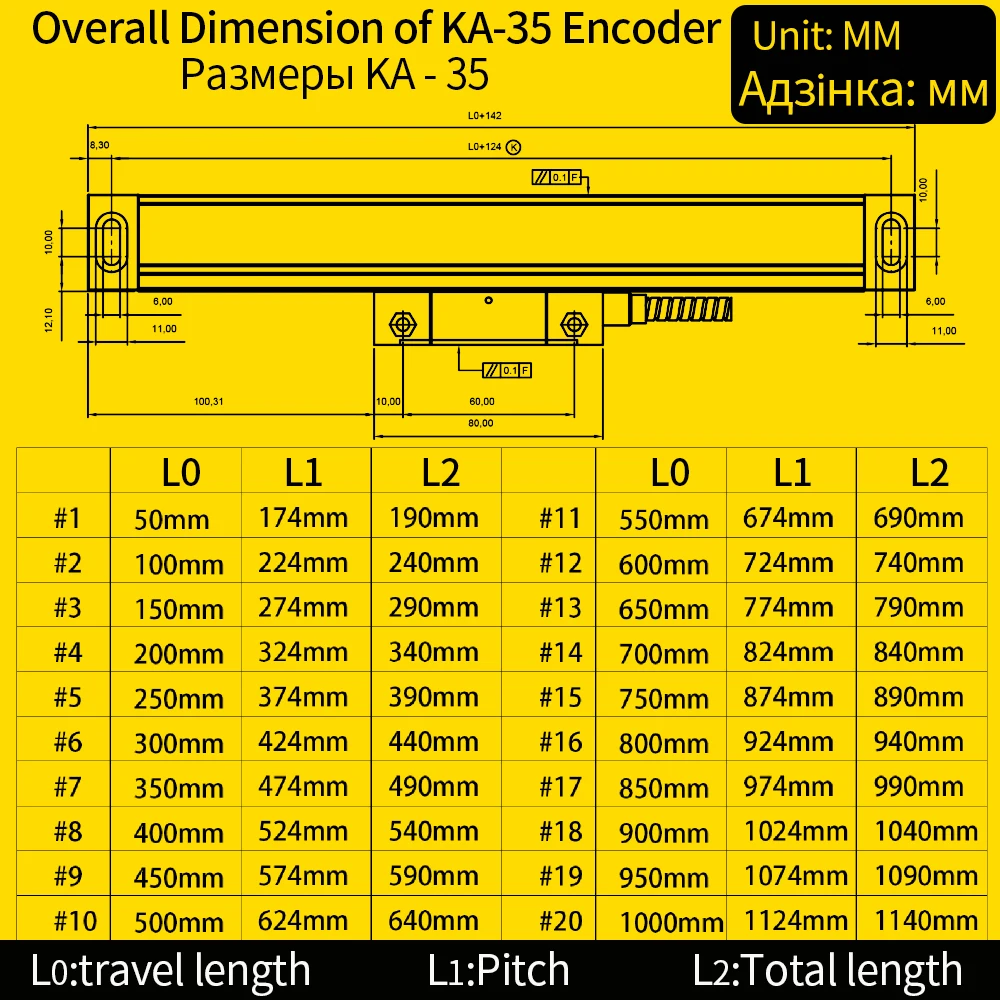 DRO Glass Linear Scale 5um 5V TTL Optical Ruler Stroke Length 100mm~400mm Lathe Scale