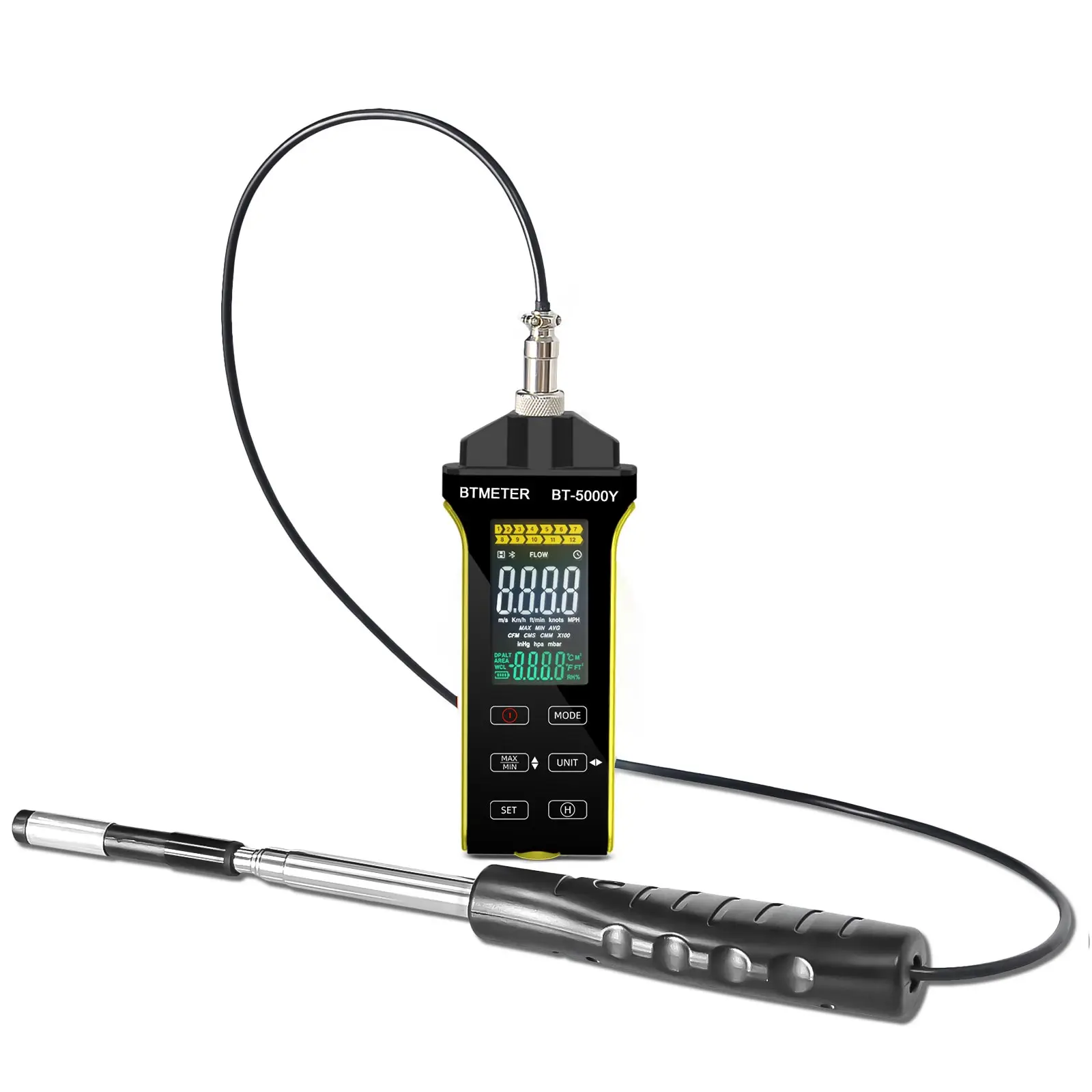 

HP TYPE-C Hot-wire Anemometerwith backlight display, waterproof & dustproof, anti-interference Touch keys