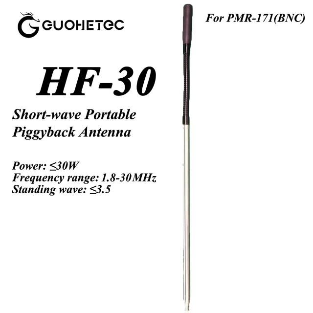 GUOHETEC Antena HF HF-30 PMR-171 Antena krótkofalowa 3,5-74MHZ Ultraprzenośna antena plecakowa 30W HF Pełnozakresowa BNC