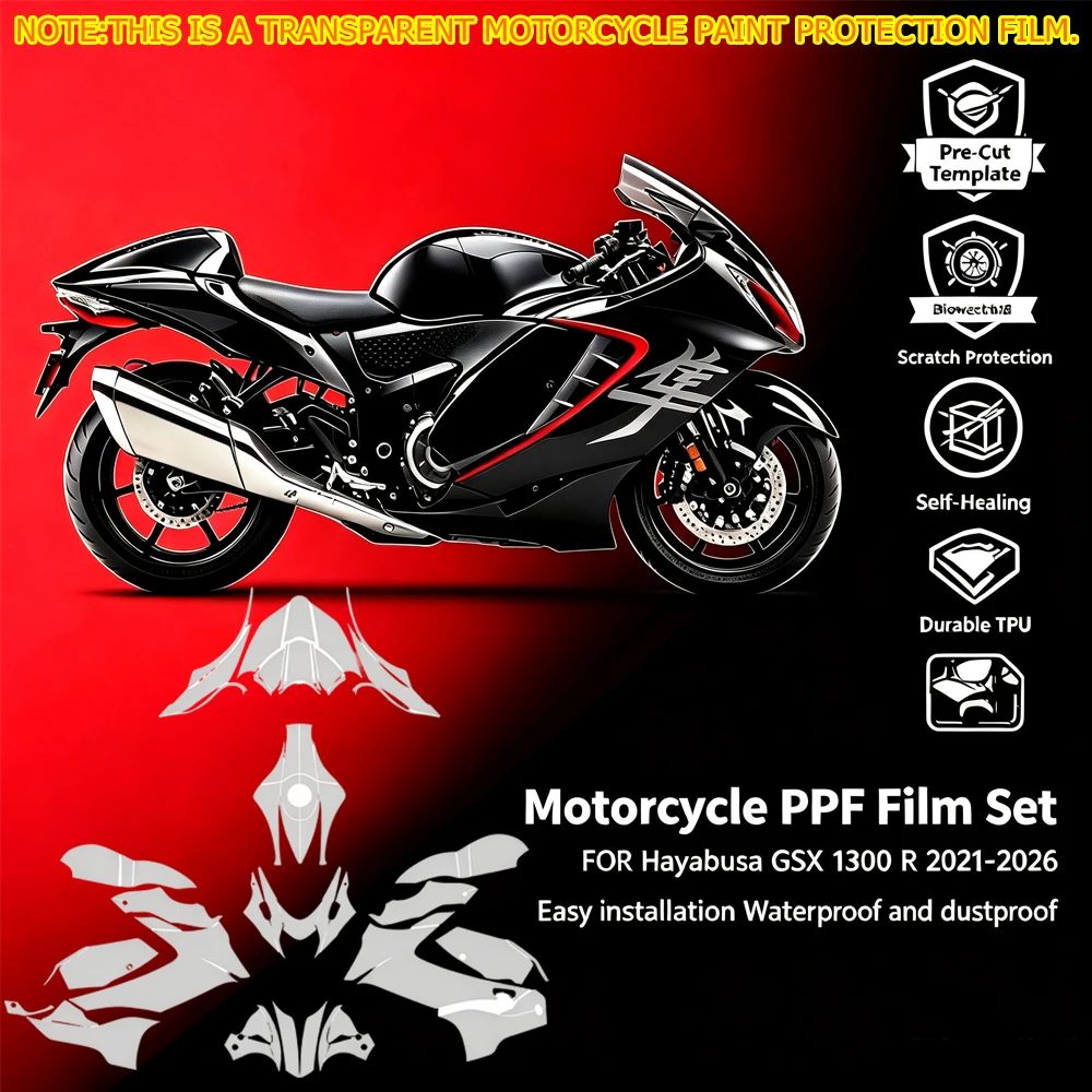 

PPF Motorcycle Paint Fairing TPU Protective Film For SUZUKI HAYABUSA GSX 1300 R 2021-2026 Set Body Invisible Scratch Protection