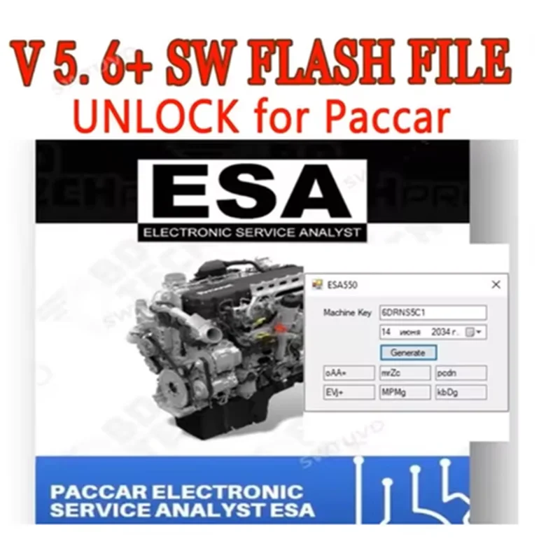 Car Repair Tool 2023 SW FLASH FILE with Keygen Unlock PC-based Diagnostic + Paccar ESA Electronic Service Analyst 5.6