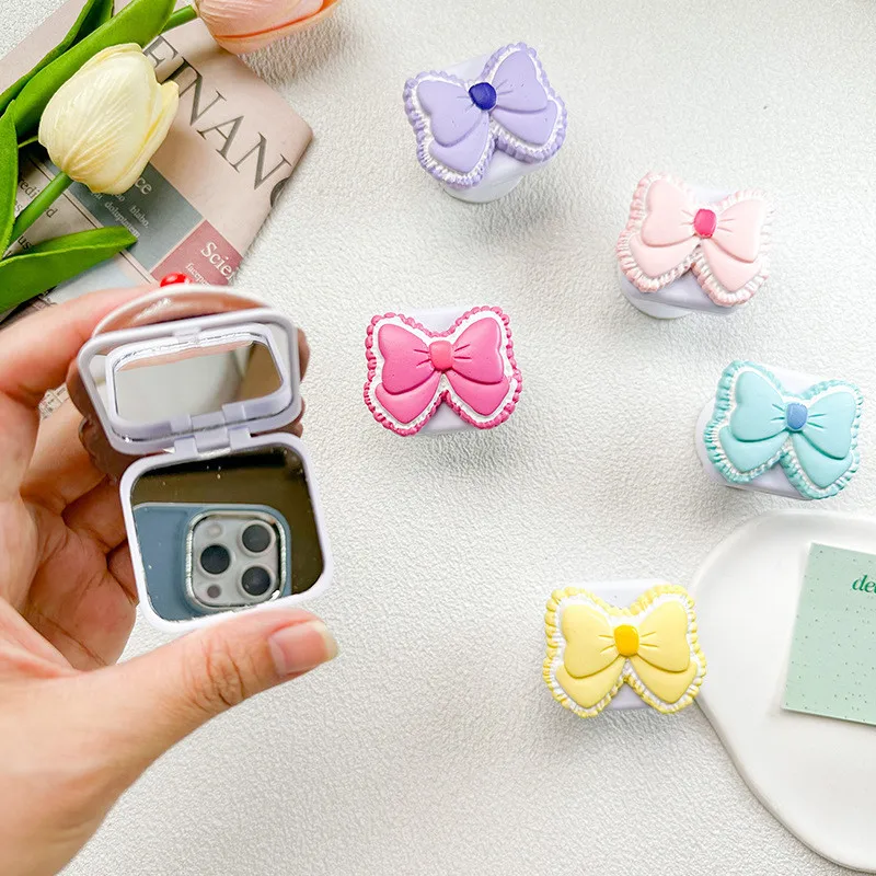 

Bowknot Makeup Mirror Expandable Mobile Phone Holder Stand INS Foldable Grip Tok Socket Finger Ring Bracket Accessories
