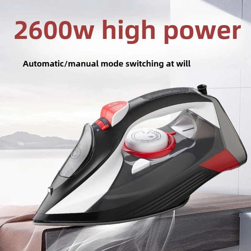 مكواة بخار 2600 وات للملابس مع لوحة قاعدة مطلية بالسيراميك سريعة التسخين، قرص ترموستات دقيق، تنظيف ذاتي للملابس المنزلية