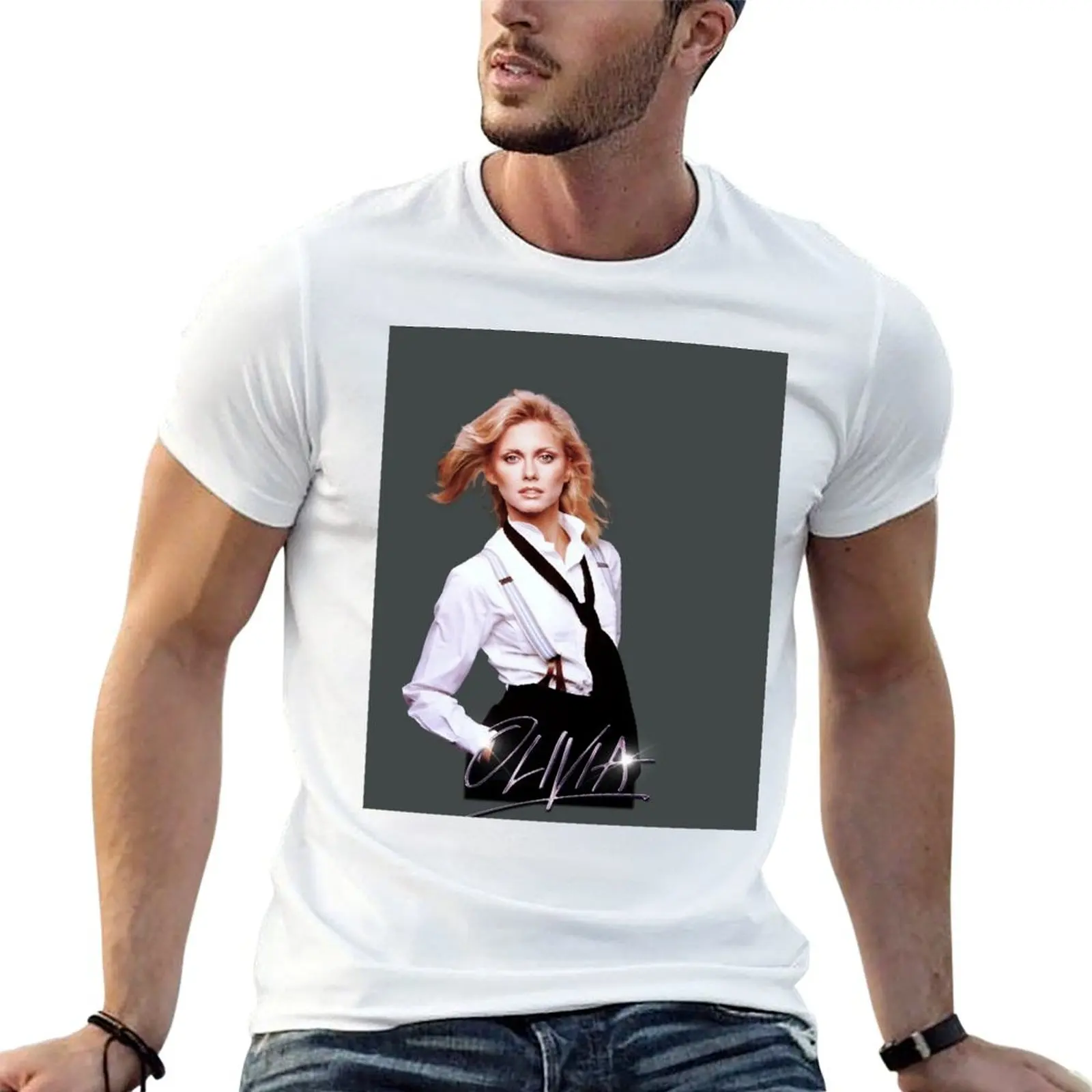 

Olivia Newton-John - SuspendersGraphic T-Shirt funny t shirts cotton anime t shirts for man T-Shirt