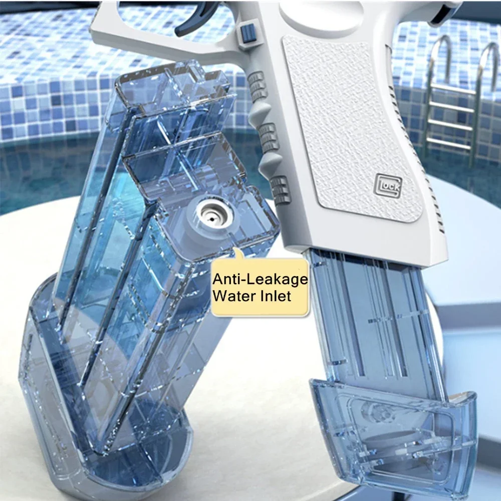 Pistola de água elétrica totalmente automática, jogo de tiro com pistola para verão, praia, piscina, brinquedo de água ideal, presentes para crianças, meninos e meninas