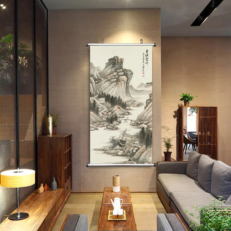 Zhang Daqian Ancient Chinese Brush Painting Print Canvas ink Landscape wall Picture For Living Room Study home decor Frame