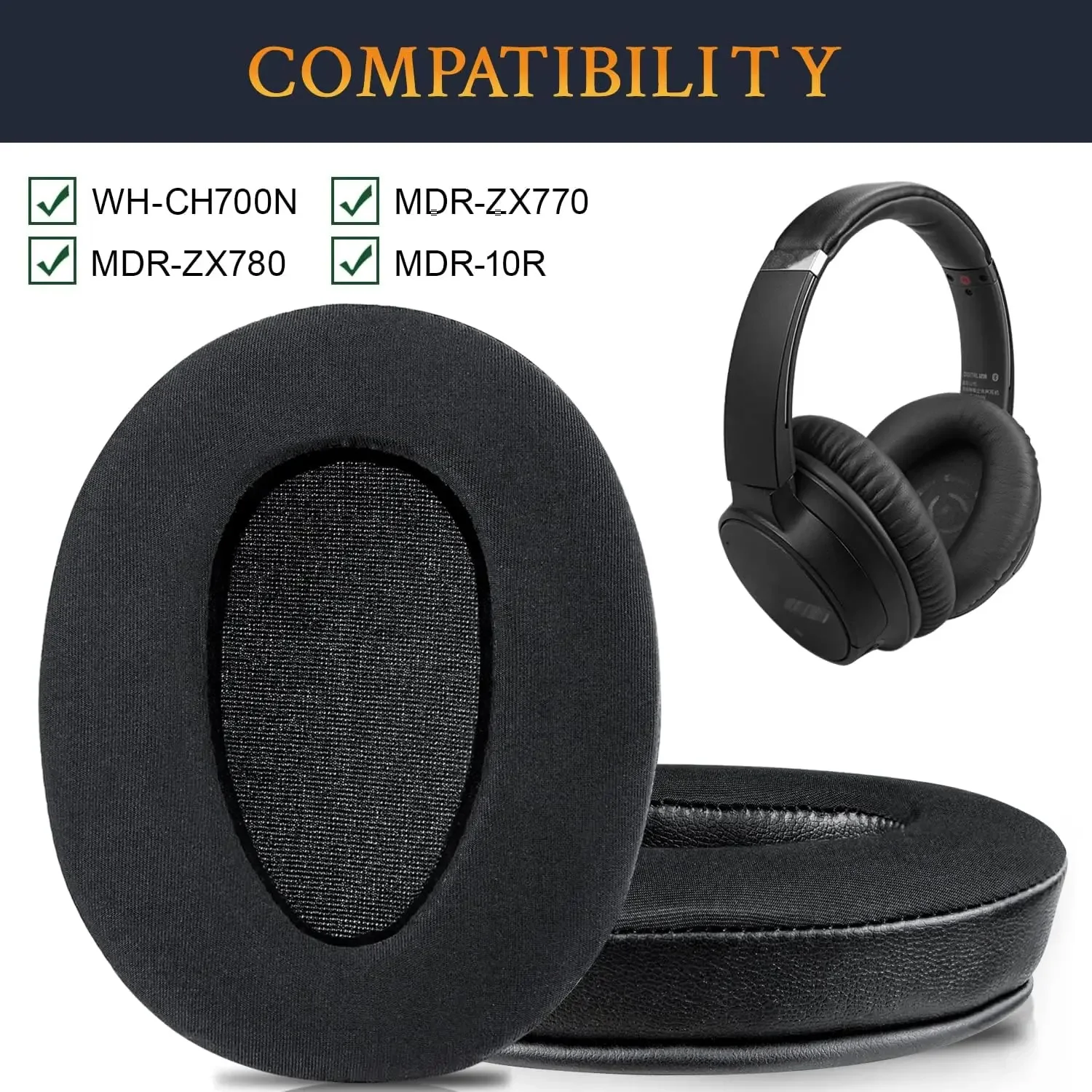 

Cooling-Gel Replacement Earpads for Sony WH-CH700N MDR-ZX780 (ZX780DC)/MDR-ZX770 Memory Foam Cover Earpads Headphone