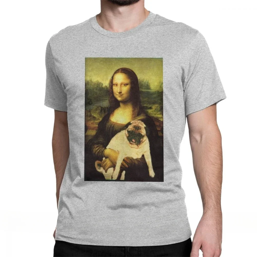 Pug Dark Lord Tee Shirt Vintage Joconde Short Sleeves Round Neck clothing anime streetwear Cotton Normal Man Mona Lisa T-Shirts