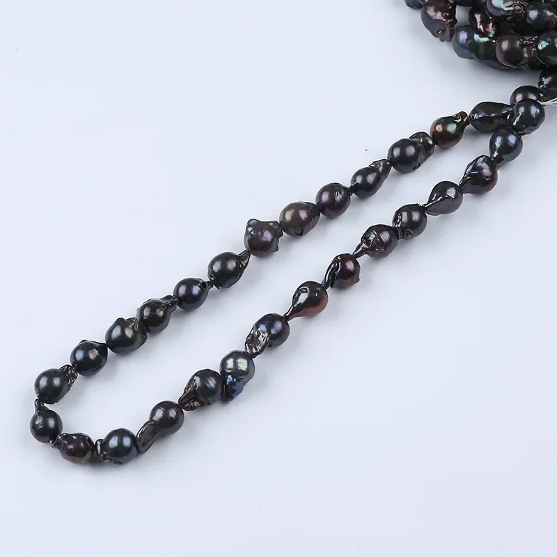 

Baroque Neckalce Natural Genuine 13-14mm Black Peacock Neckalce Irregular,Dazzling Color Sterling Silver 925 Free Shipping