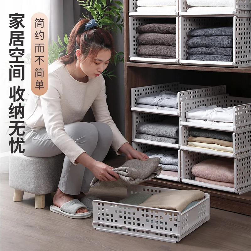 Pull Out Closet Storage Basket Plastic Wardrobe Organizer Folded Clothes Accessories Cabinet Drawer Style Shelf Bedroom