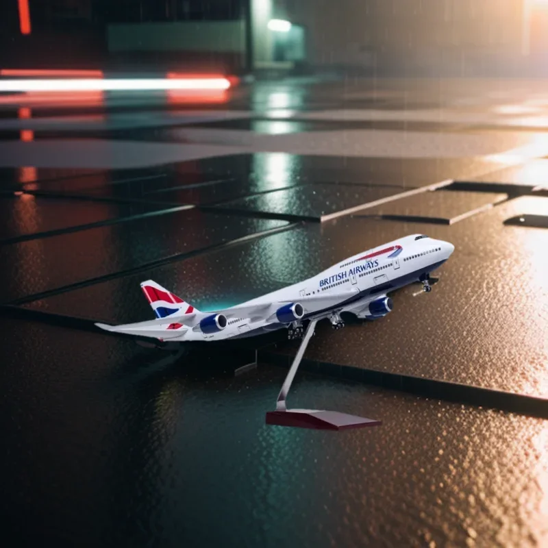 

Die-cast Resin Plane Toy 1:150 Scale 47cm 747 Airplane Model British Airways Boeing B747 Aircraft Model with Lights and Landing