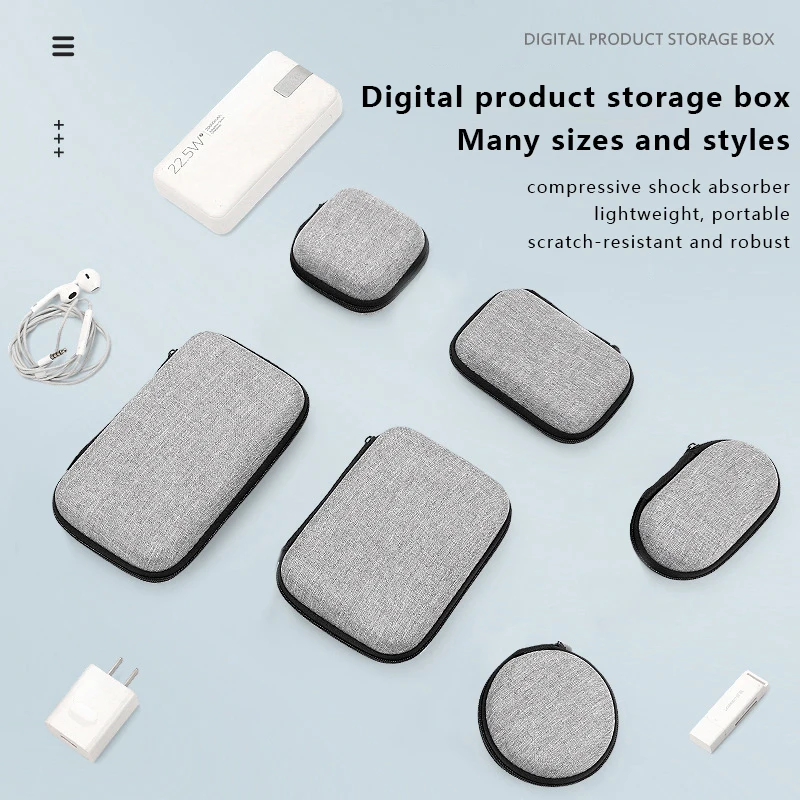 Mini Portable EVA Storage Bag Pouch Carrying Bag Zipper Earphone Case For Airpod Earphone/Phone/Charging Cable Accessories