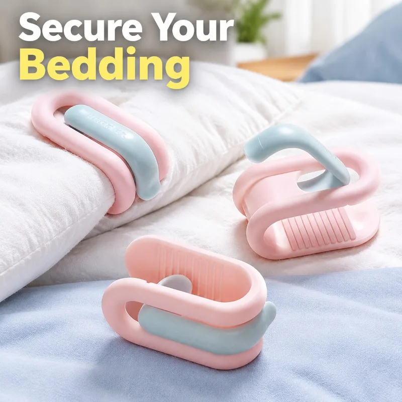 No-Pin Quilt Fixing Clips, New Anti-Slip Invisible Bed Sheet Duvet Fastener, Safe High Elastic Buckle to Prevent Shifting