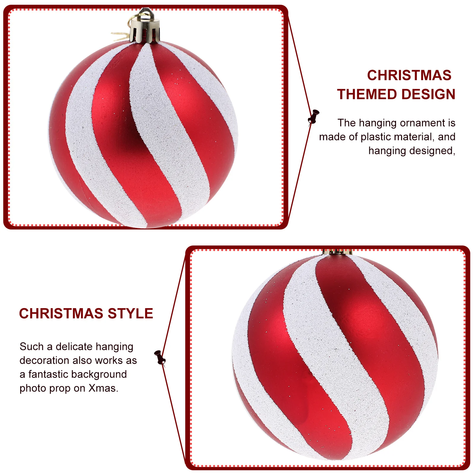 

6Pcs Christmas Ball Decor Set Shatterproof Elegant Design Tree Decoration Pendant for Christmas Holiday Ktv Cafe Supermarket