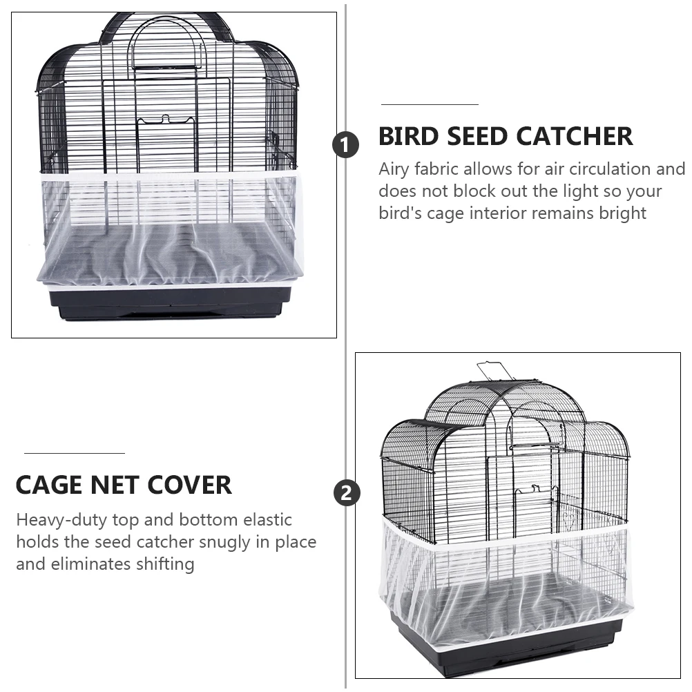 

Bird Cage Skirt Mesh Net Catcher Floor Protector Liner For Pet Birds Size S White Durable Elastic Easy Cleaning Airy Fabric