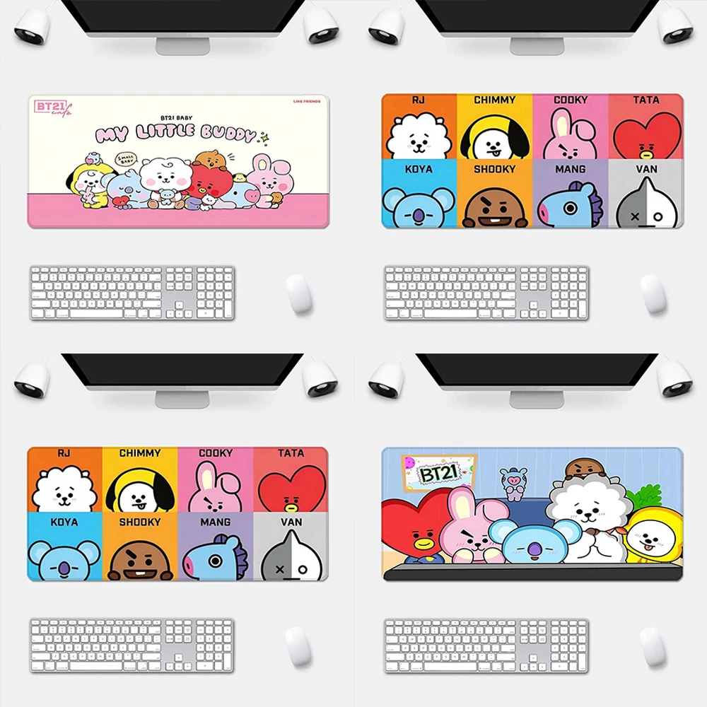 

Cartoon Mousepad HD Printing Computer Gamers Locking Edge Non-slip Mouse Pad XXL90x40cm Keyboard PC BT21S Desk Pad