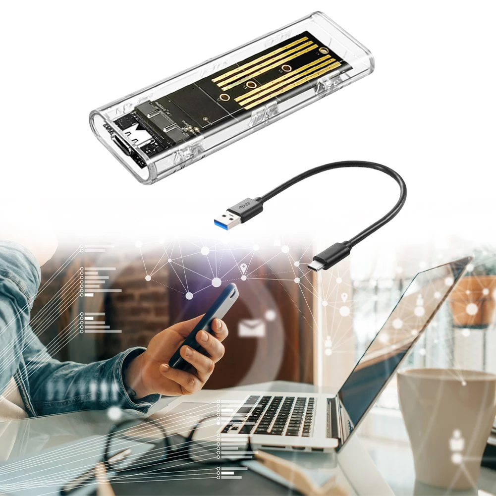 M.2 NGFF SATA Type C USB 3.1 Жесткий диск 10 Гбит/с Прозрачный внешний корпус SSD Чехол для жесткого диска для 2230 2242 2260 2280