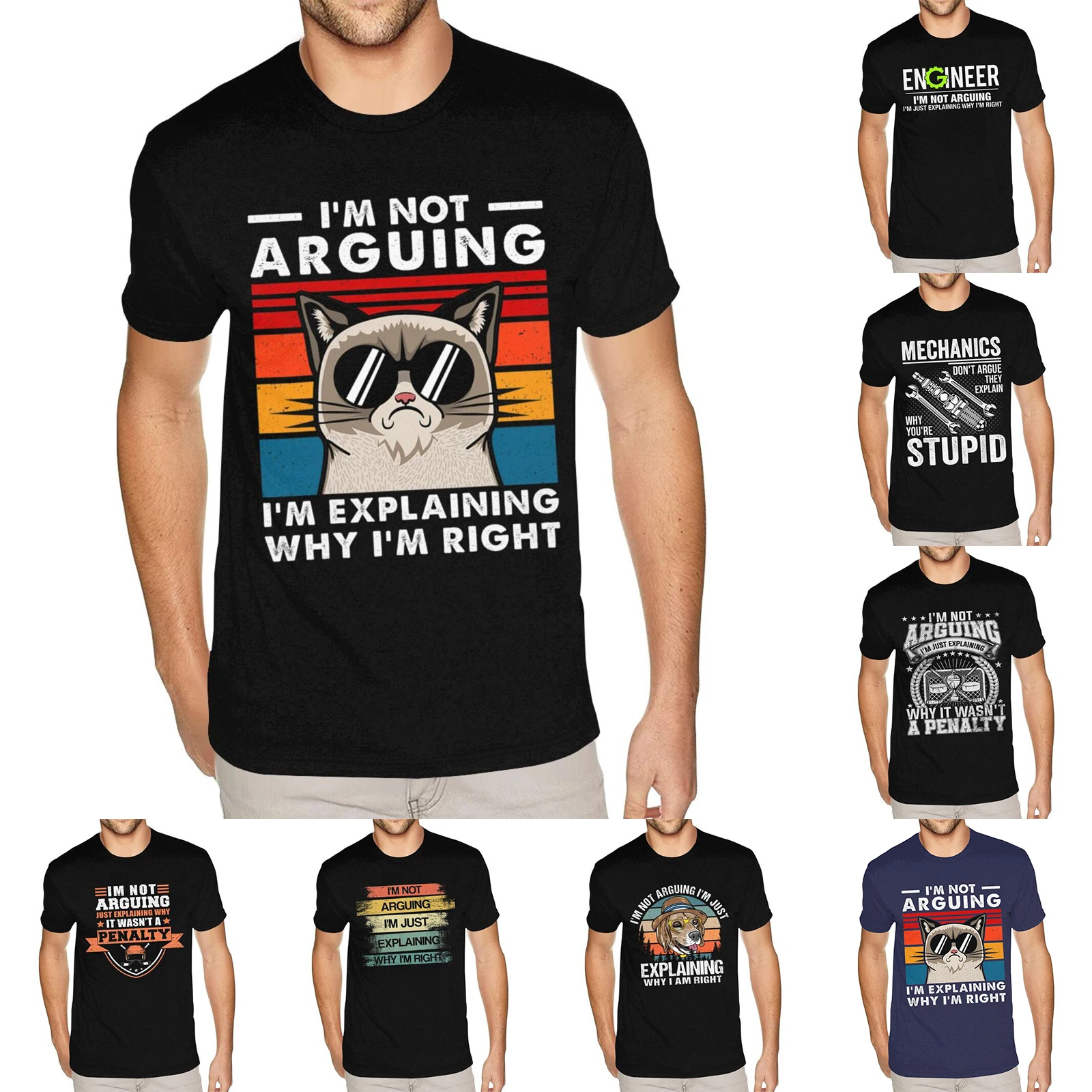 

Vintage I'm Not Arguing I'm Just Explaining Why I'm Right T-shirt Plus Size For Man Screen Printed Shirts