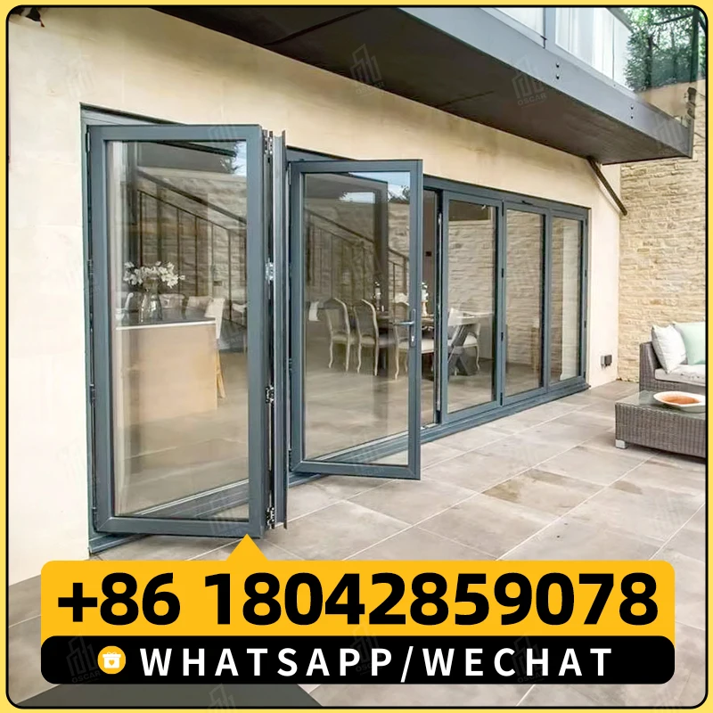 Modern white aluminum bi-folding door design of discount price organ glass folding door