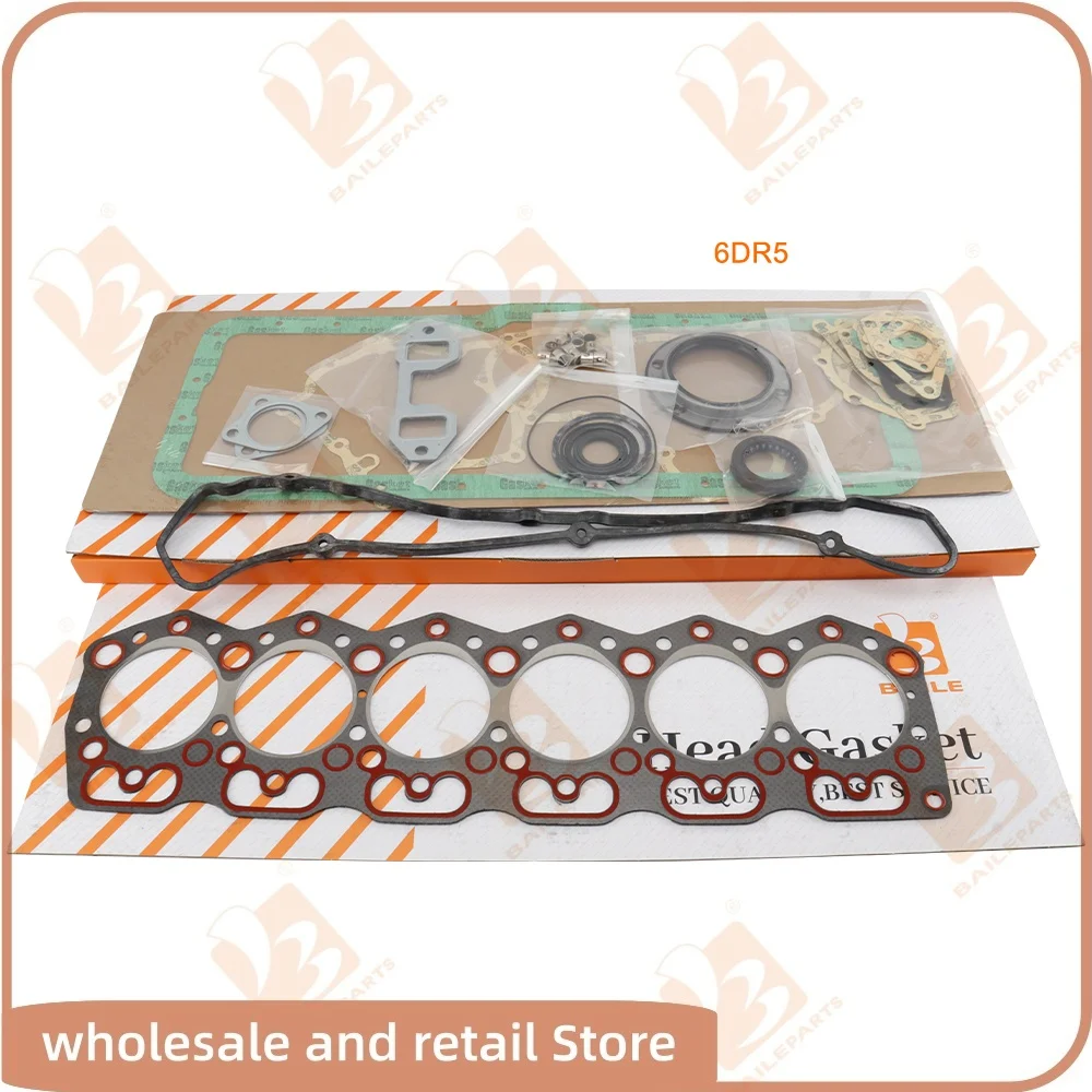 

6DR5 For Mitsubishi Full Gasket Kit Set with Cylinder Head Gasket Diesel Engine Forklift Overhaul Rebuild Kit Spare Parts