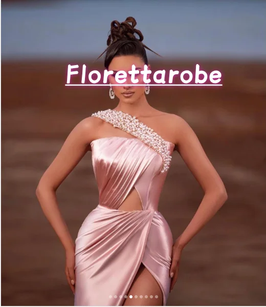 Customized Dubai Sexy High Split Prom Dress One Shoulder Beads Pearls Satin Long Evening Formal Celebrity Party Gowns Customized