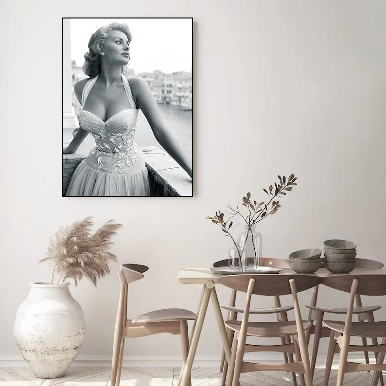 الممثل الإيطالي صوفيا لورين ملصق طباعة قماش صور المنزل لغرفة المعيشة وغرفة النوم جدار ديكور حديث بدون إطار اللوحة #4
