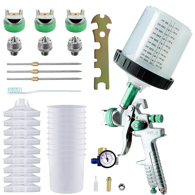 

Innovative Paint Sprayer With Paint Mixing Cup, Paint-Gun Kit Contain 1.4 1.7 2.0 Mm Nozzles 10 Disposable 600ML Cups