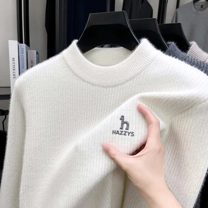 

Men's Sweater for Autumn and Winter Thick Inner Layer That Doesn't Fit Well Ball Sleeve Semi High Neck New Casual Knit Sweater