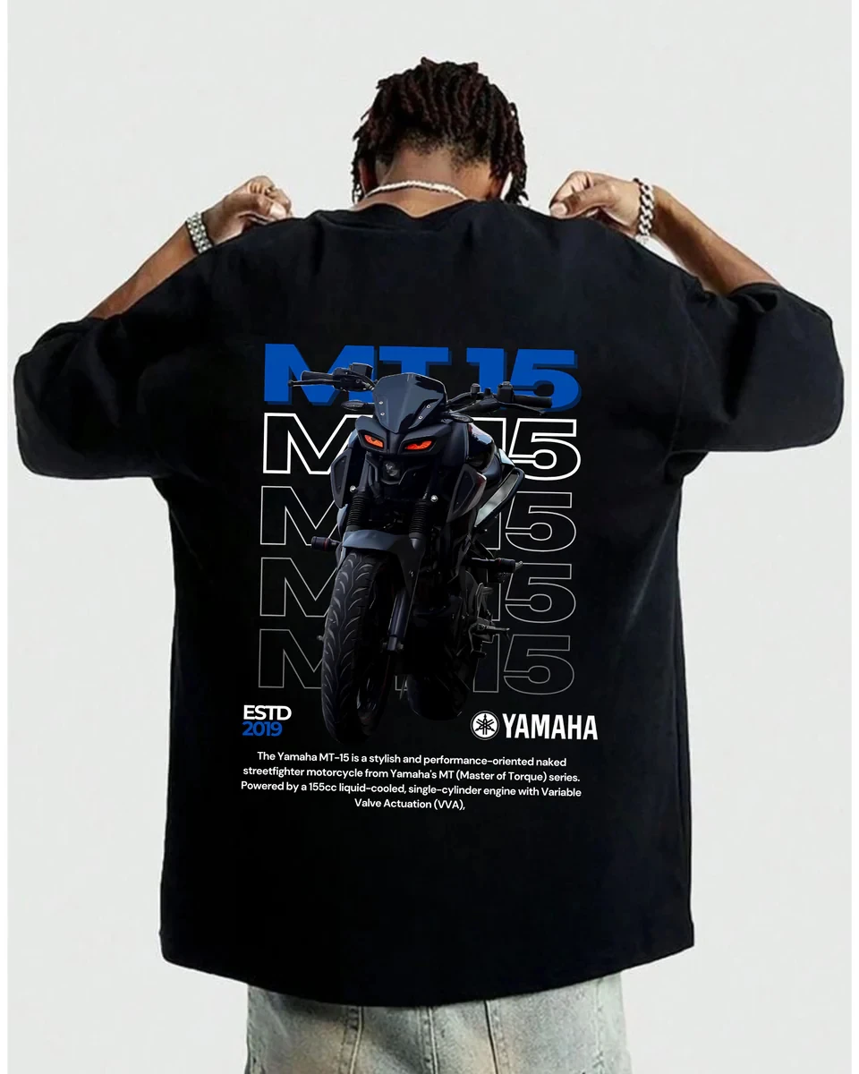 ياماها MT 15 المتضخم تي شيرت الرجال ATV المحملة لراكبي الدراجات الرجال موضة الشارع قصيرة الأكمام المرأة القطن الجولة الرقبة #1