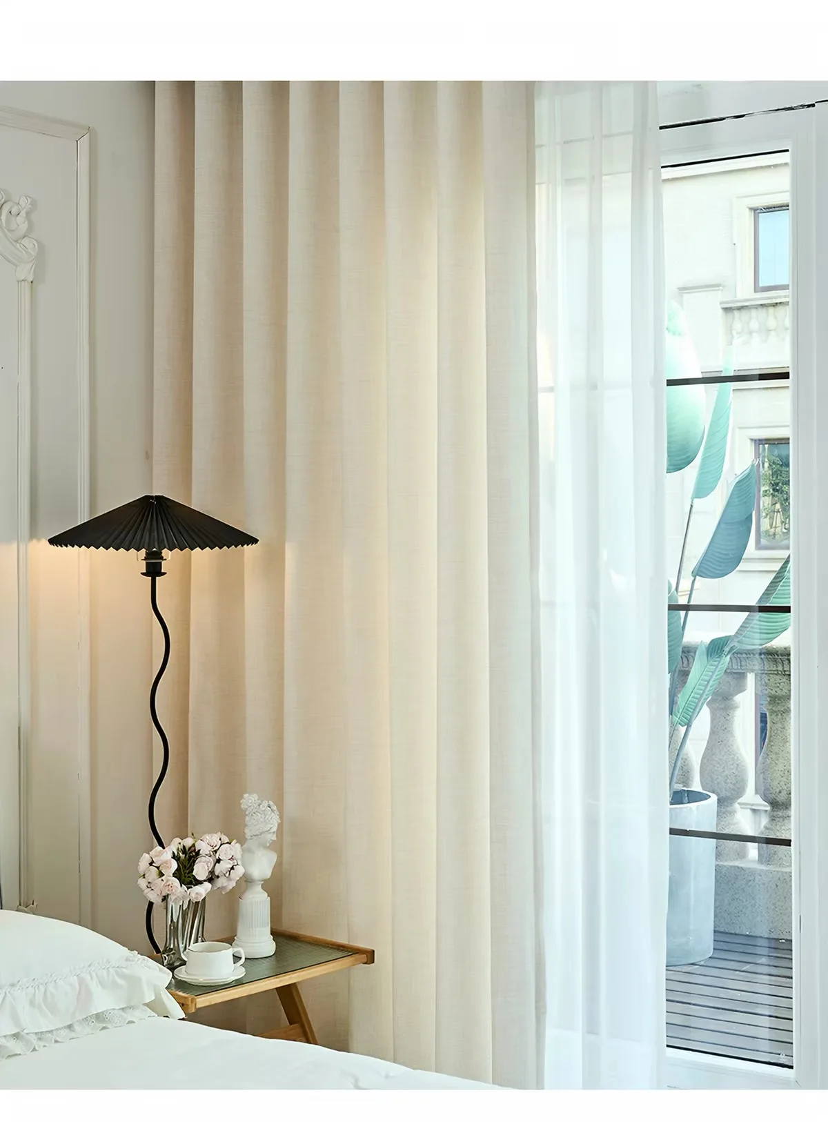 4 Colors Modern Beige Linen Like Opaque Thick Tulle Living Room Flax Sheer Curtains for Bedroom Voile Window S Folds Drapes