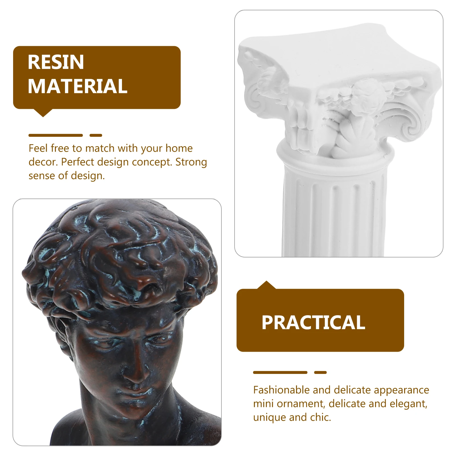 

1 set David Sculpture Roman Column Statues Resin Home Decor Greek Statue Of David Mini Greek Gifts Desktop naments