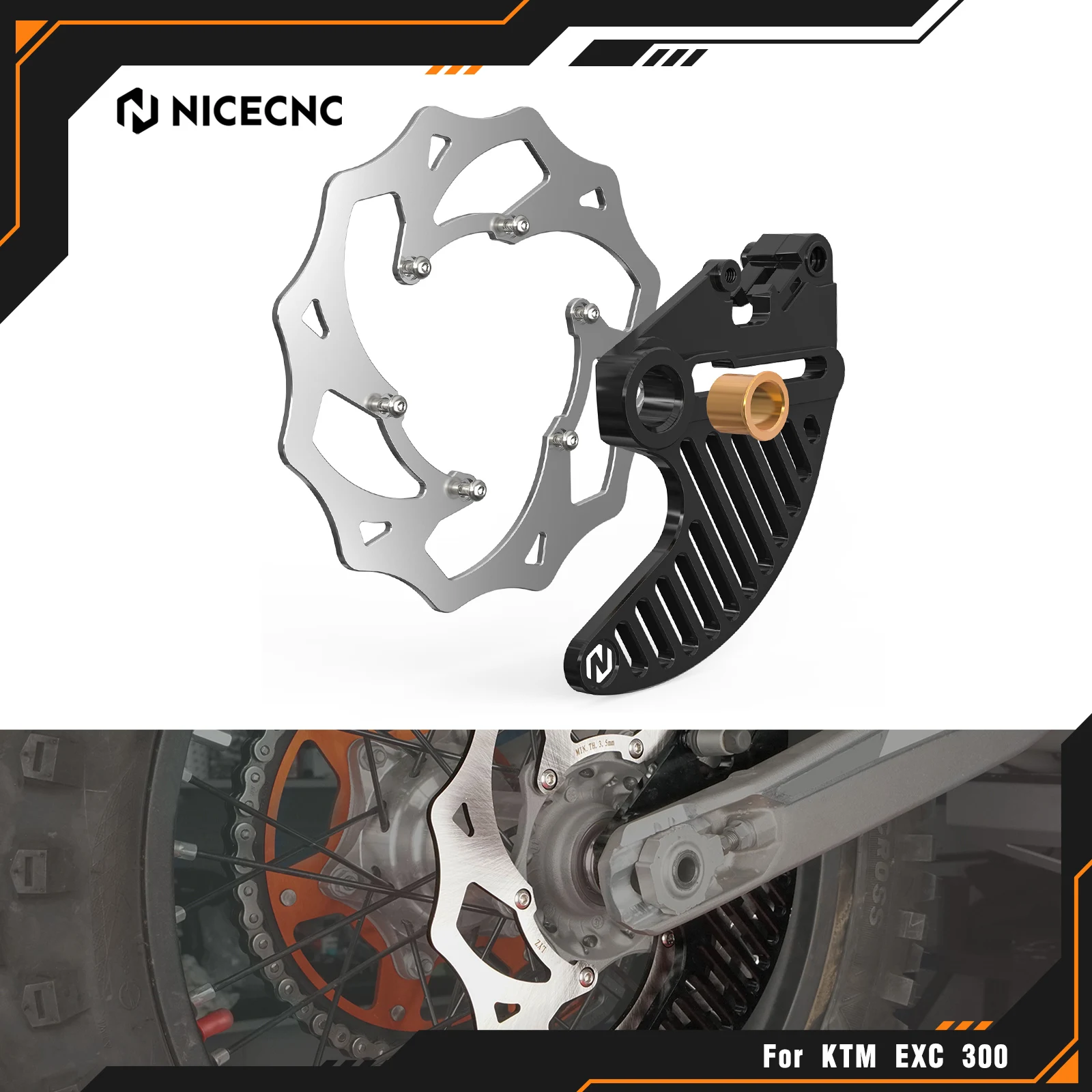 

NICECNC For KTM EXC 300 EXC TPI 300 SX125 SX-F 450 EXC-F 350 2004-2024 For Husqvarna GasGas 240mm Oversized Rear Brake Rotor Kit
