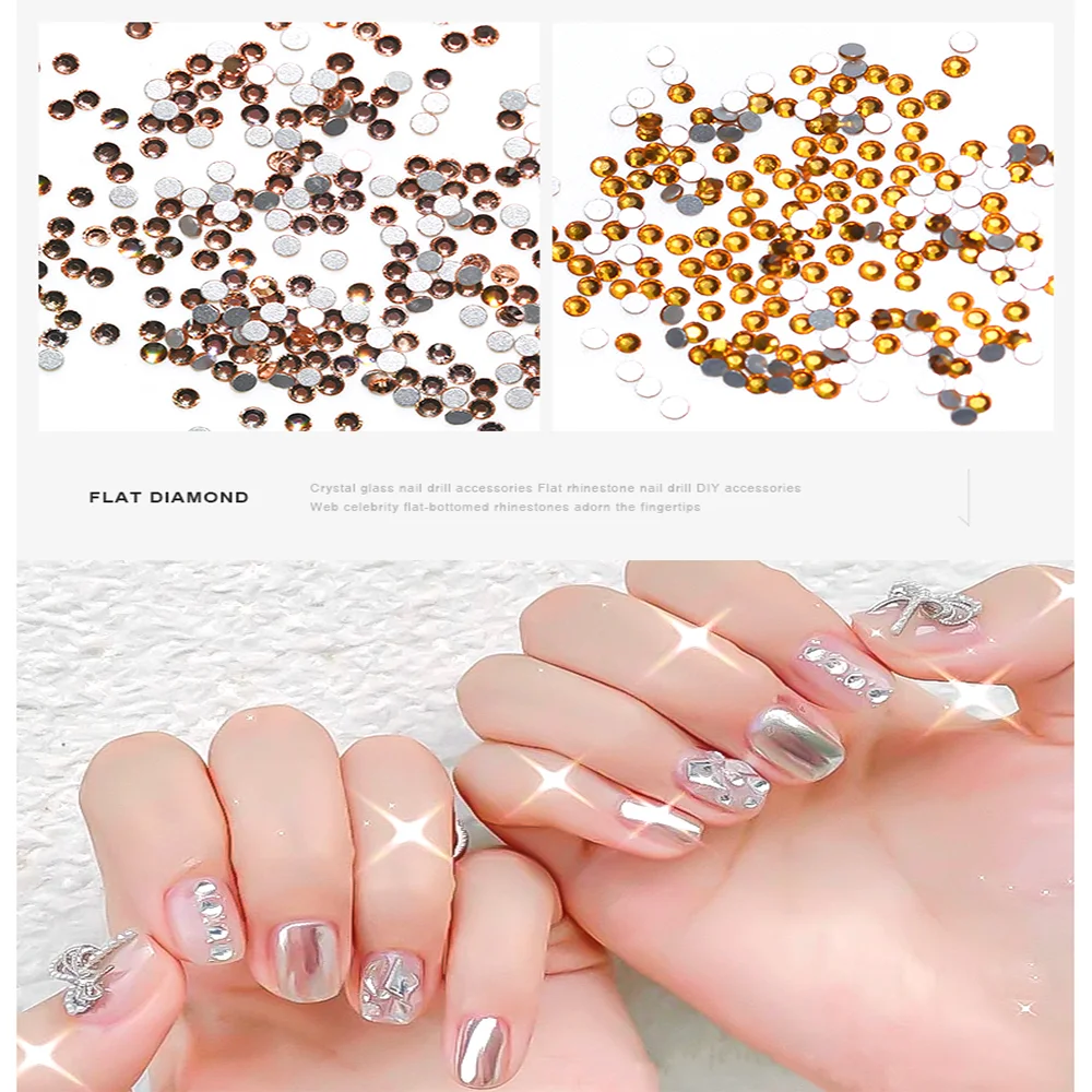 3D Silver Diamond Nail Art Decorações, strass Decorações, DIY Acessórios Suprimentos, Nail Art Encantos, 1440pcs