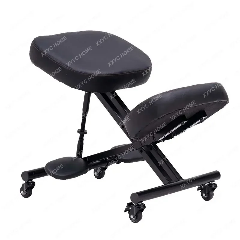 Ergonomic Kneeling Chair with Pedals Corrects Hunchback Forward Lean Seat Improves Sitting Position Black