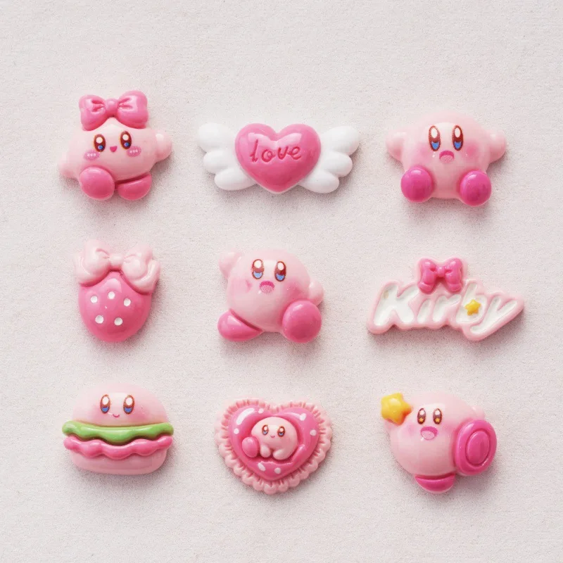 10pcs/set Kawaii Anime Star Kirby Series Angel Cupcake Hamburger Resin Patch DIY Decor Phone Shell Hair Accessories Material Toy