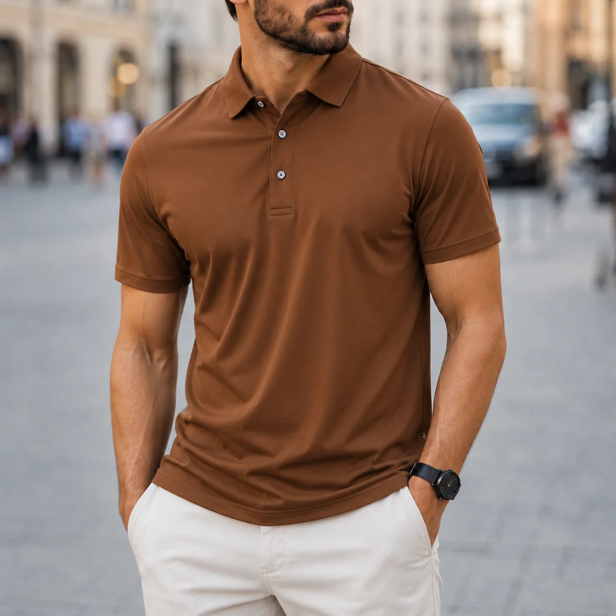 Men's Quick Dry Polo Shirt Summer Breathable Short Sleeve Business Casual Office Golf Lightweight Solid Color Performance Top