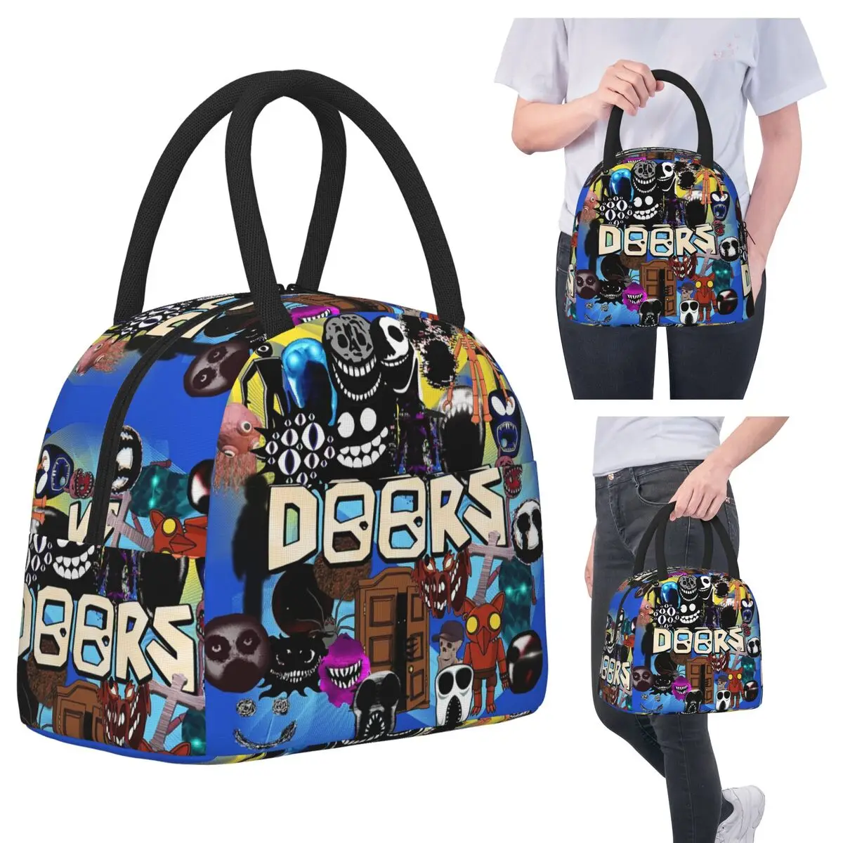 

Doors All The Entities New Doors Game Update Insulated Lunch Bag for Women Cooler Thermal Food Box Tote Leakproof Lunch Boxes