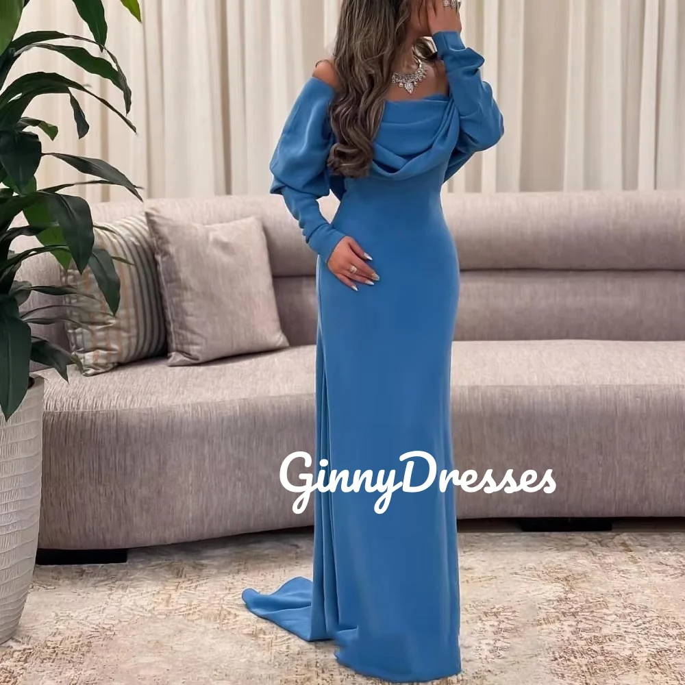 Ball-Gown Customize Mermaid Off-The-Shoulder Long Sleeves Floor-Length Elegant Party Dresses For Women Ruffle Cocktail Dresses
