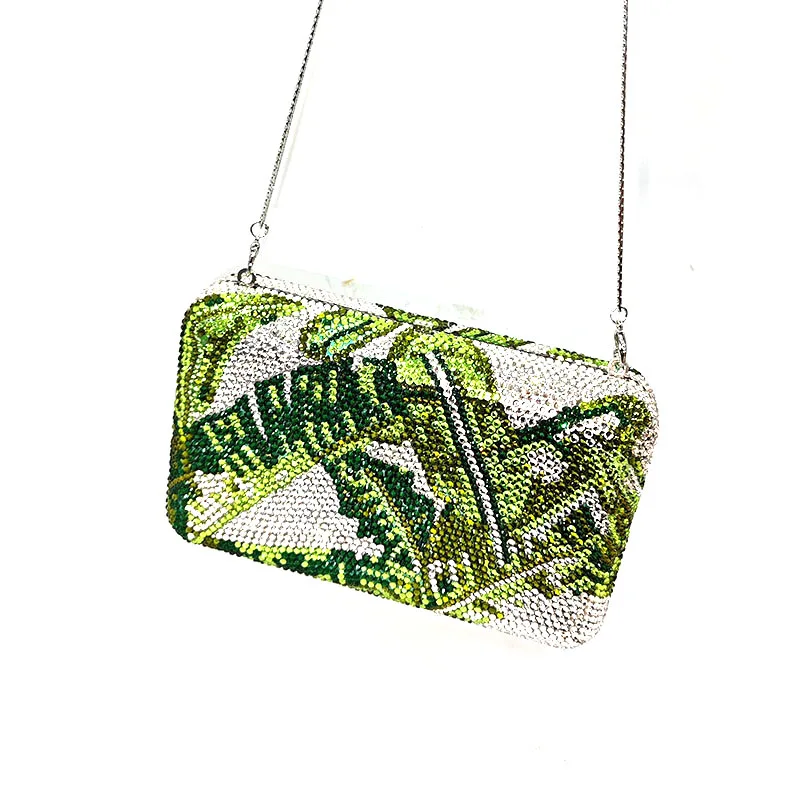 

Ladies luxuries design Bridal wedding purses women evening party Palm leaf crystal clutches