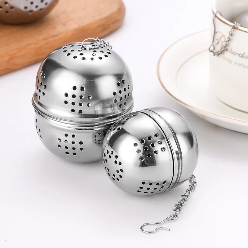 Home Kitchen Accessories For Loose Tea Leaf Spice Hangable Mesh Filter Strainer Stainless Steel Ball Shape Tea Infuser