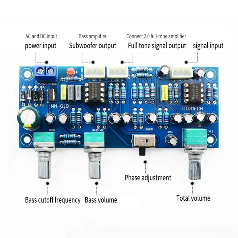 2.1 Three-channel Preamplifier Board Low Pass Filter Preamplifier Board Frequency/Volume/Phase Adjustable