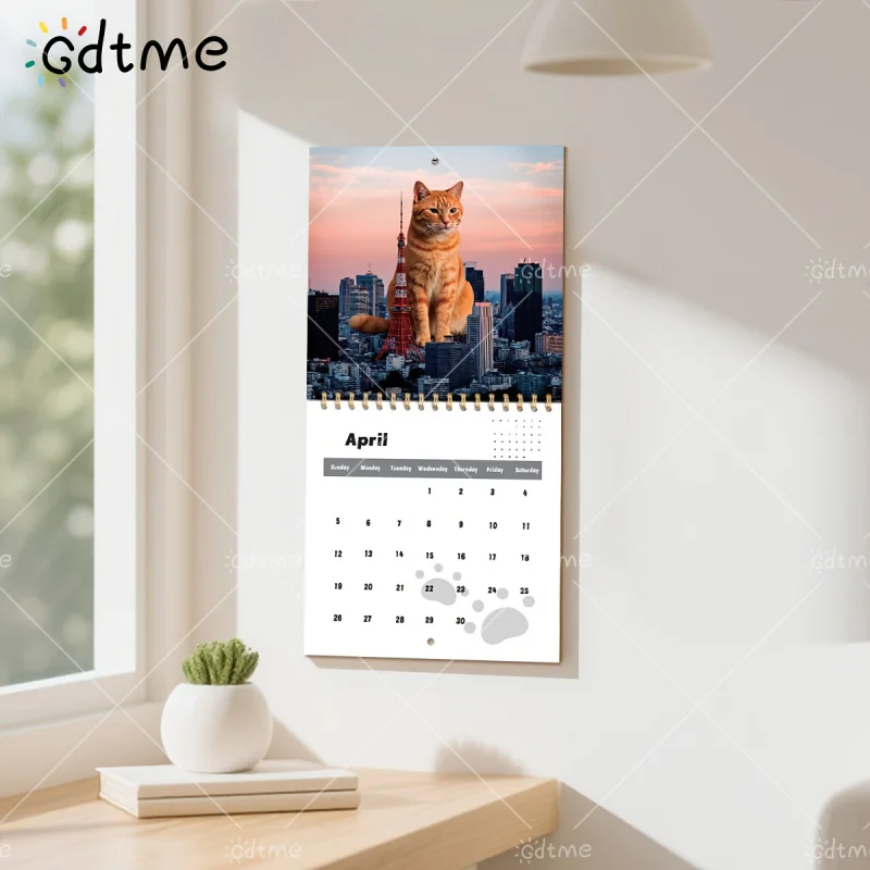 1pc2026 مجردة القط السحري طبعة مطورة بيرليسسينت التقويم جدار التقويم، تصميم أصلي بسيط وأنيق منتج جديد