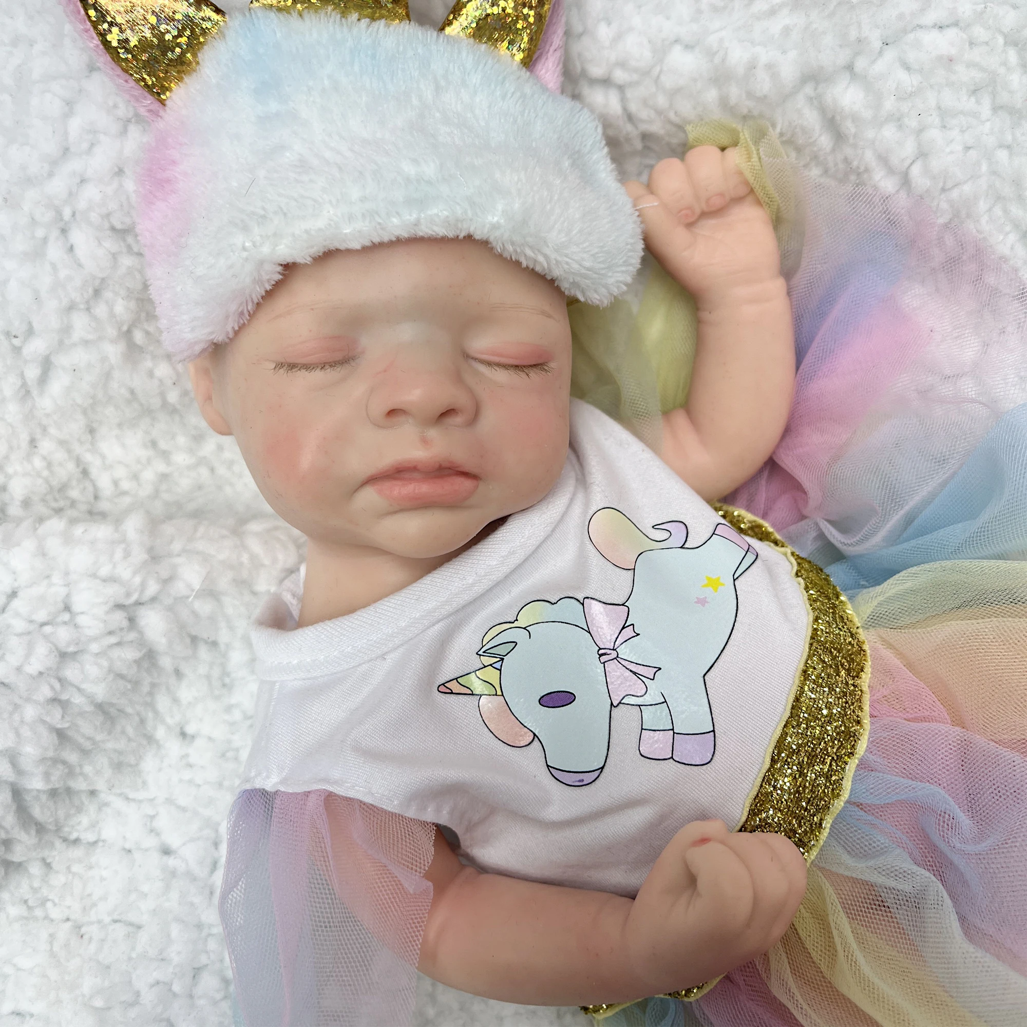 13 Inch Soft Silicone Reborn Girl Doll For Children Birthday Gifts Handmade Lifelike Newborn Baby